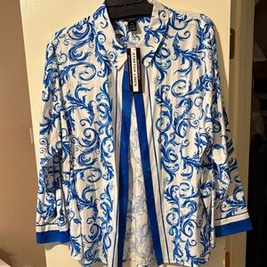 Investments Blue and White Floral Shirt